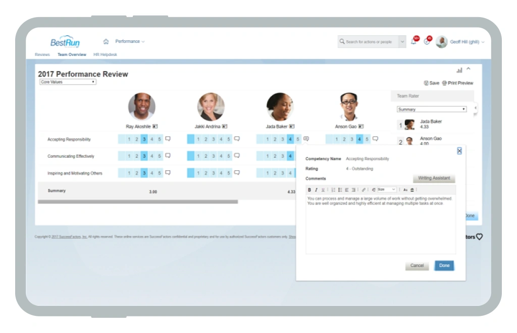 A performance review system example 