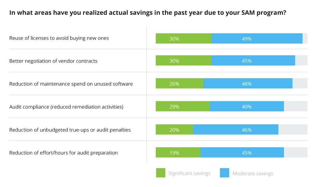In what areas have you realized actual savings in the past year due to your SAM program?